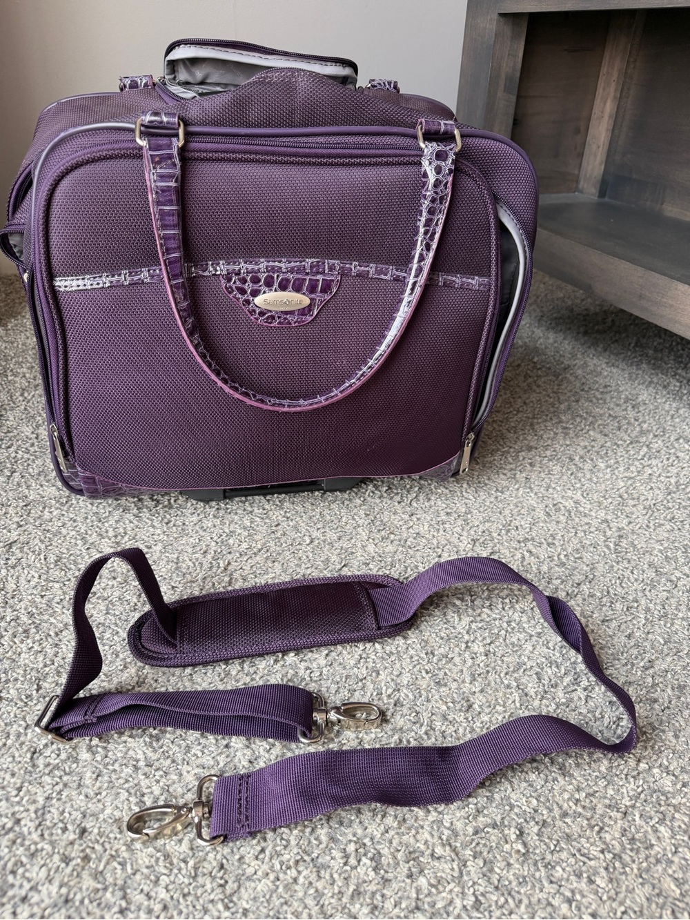 Samsonite Purple Laptop Bag/ Wheeled Carry On luggage